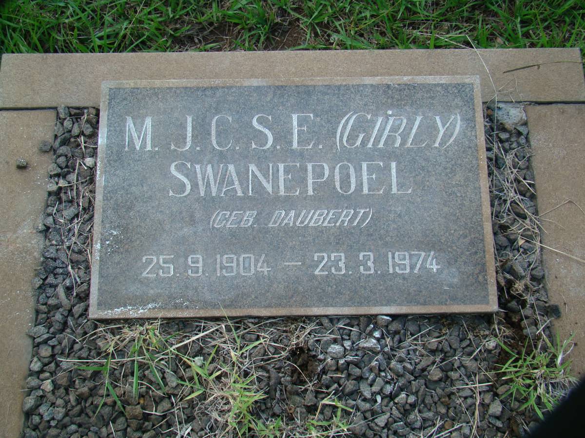 SWANEPOEL M.J.C.S.E. nee DAUBERT 1904-1974