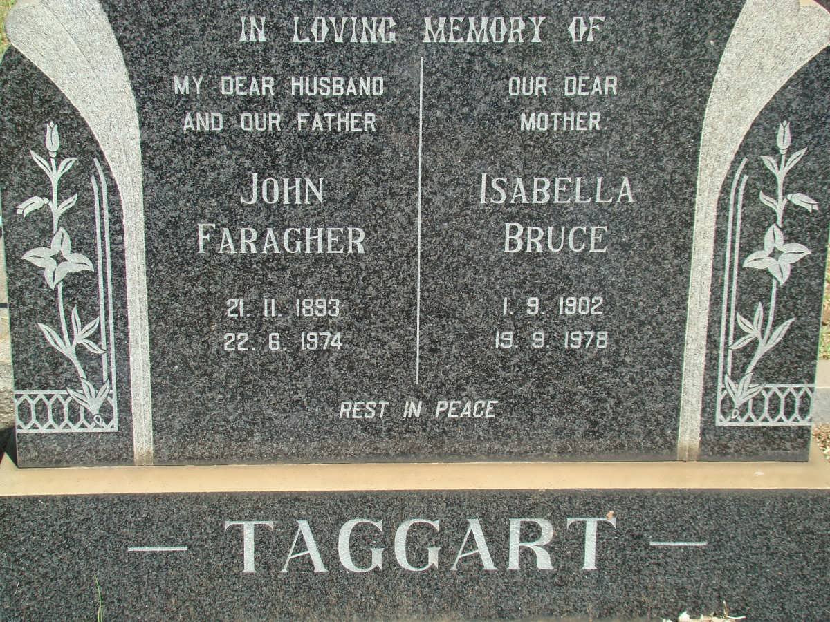 TAGGART John Faragher 1893-1974 &amp; Isabella Bruce 1902-1978