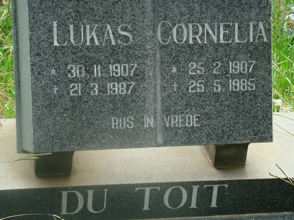TOIT Lucas, du 1907-1987 &amp; Cornelia 1907-1985