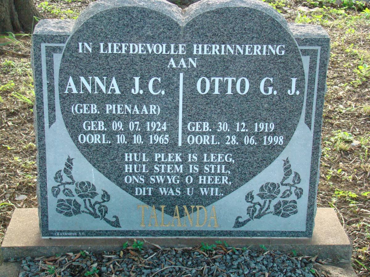 TALANDA Otto G. J. 1919-1998 &amp; Anna J.C. PIENAAR 1924-1965