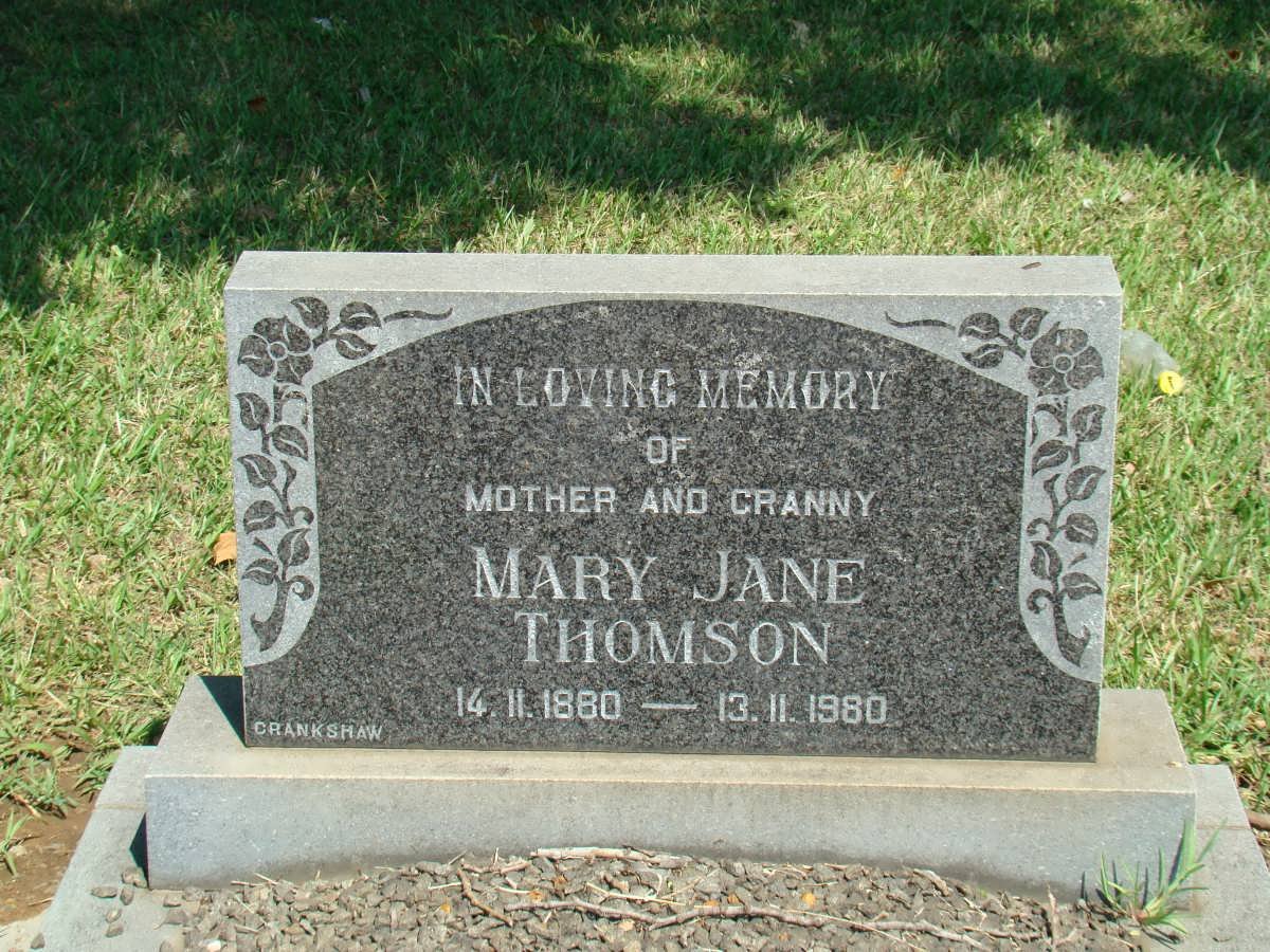 THOMSON Mary Jane 1880-1980
