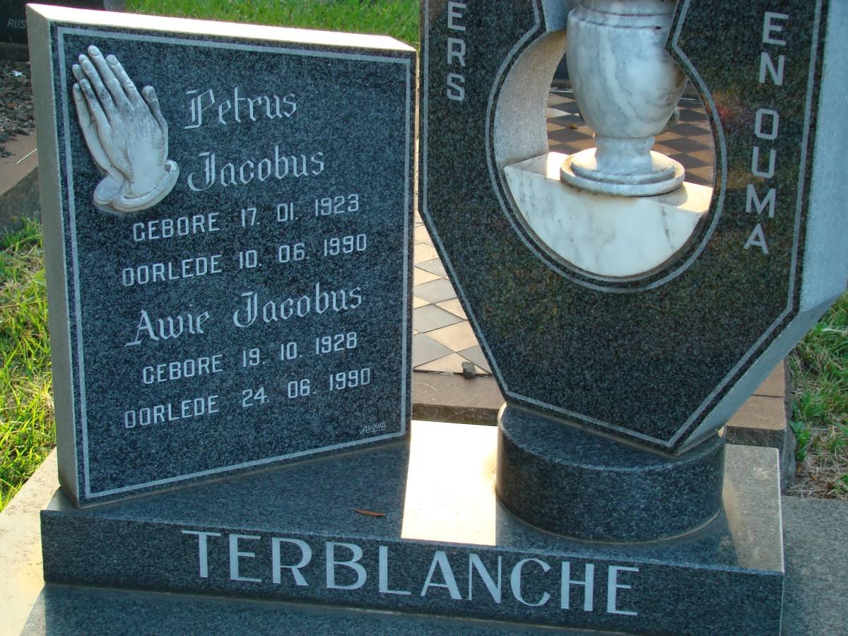 TERBLANCHE Petrus Jacobus 1923-1990 :: TERBLANCHE Awie Jacobus 1928-1990