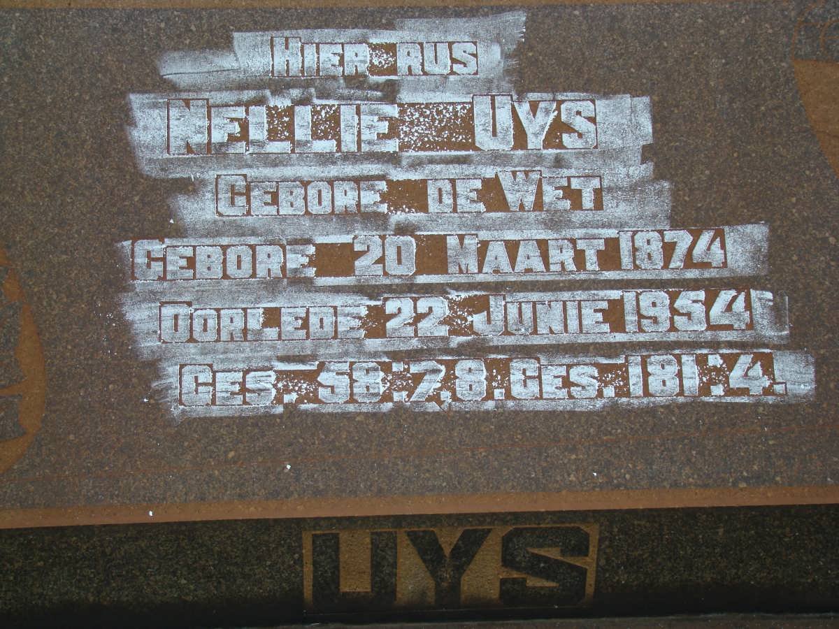UYS Nellie nee DE WET 1874-1954