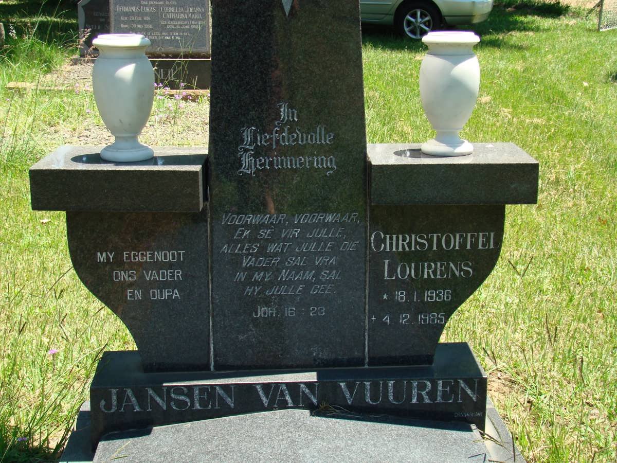VUUREN Christoffel Lourens, Jansen van 1936-1985
