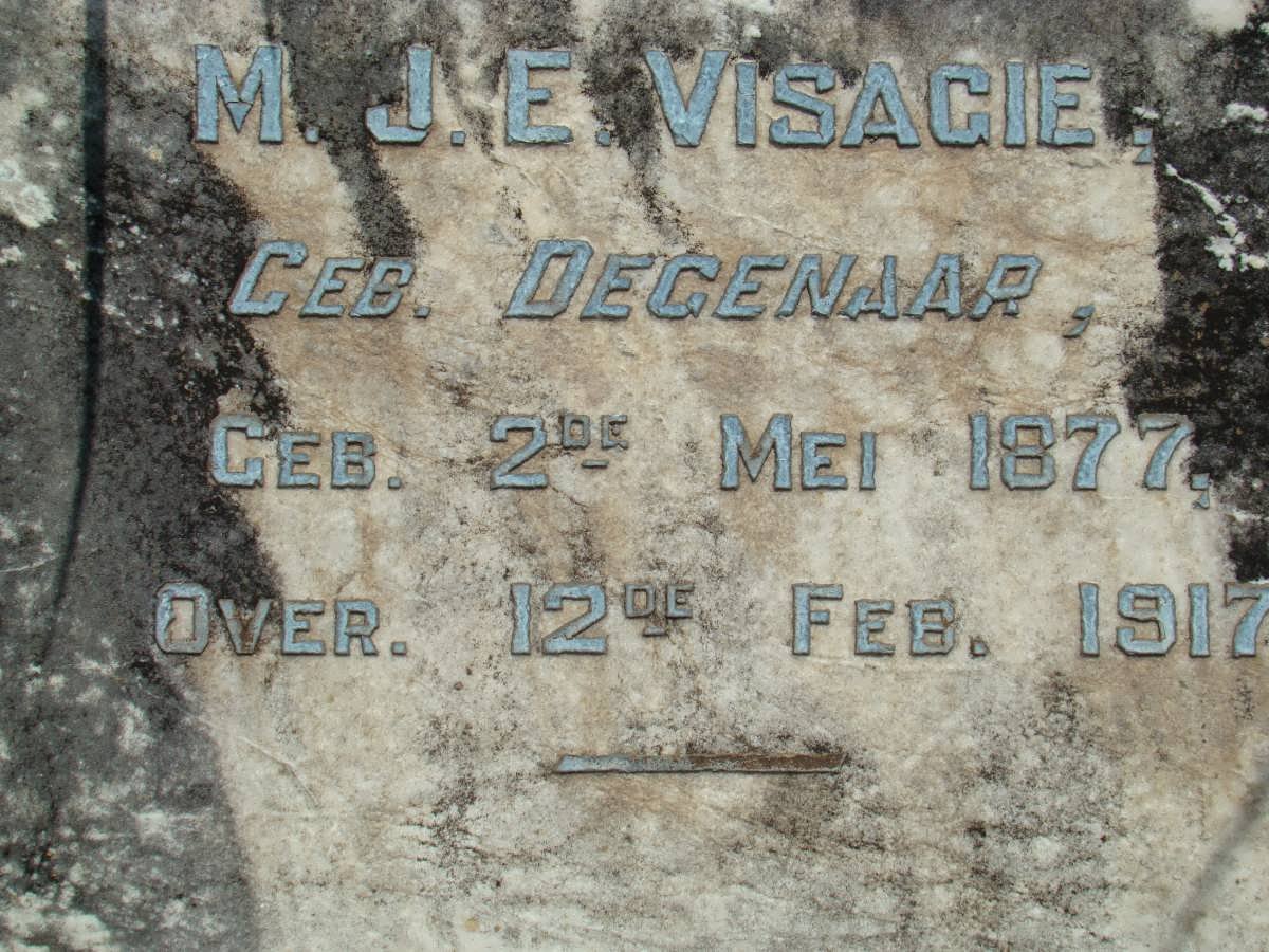 VISAGIE M.J.E. nee DEGENAAR 1877-1917
