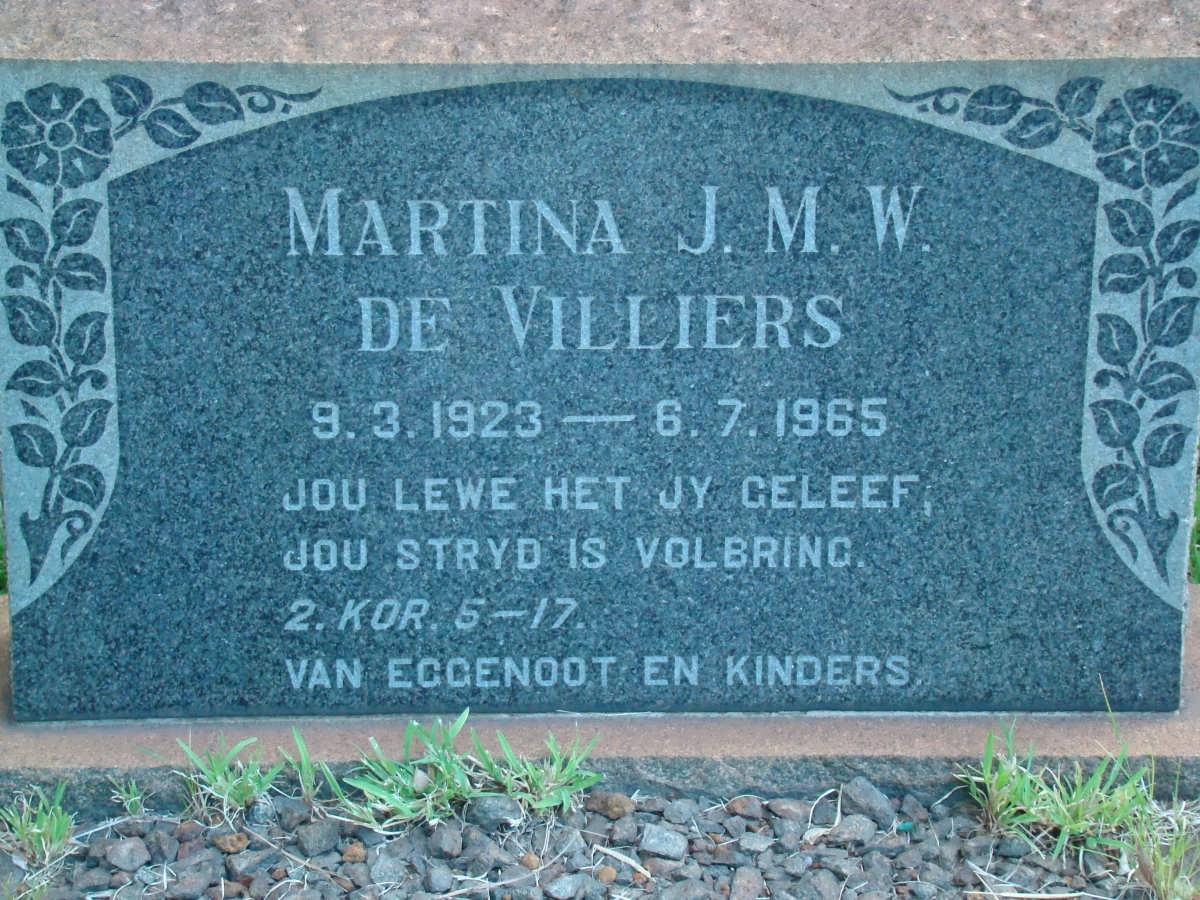 VILLIERS Martina J.M.W., de 1923-1965