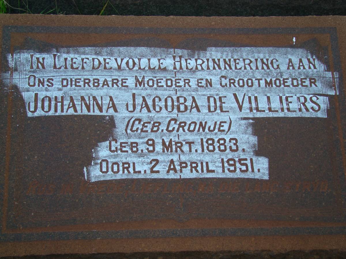 VILLIERS Johanna Jacoba, de nee CRONJE 1883-1951