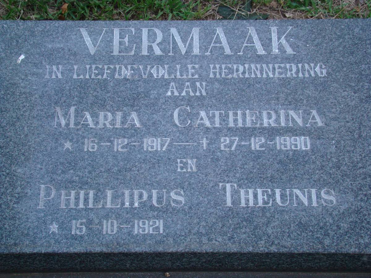 VERMAAK Phillipus Theunis 1921- &amp; Maria Catherina 1917-1990