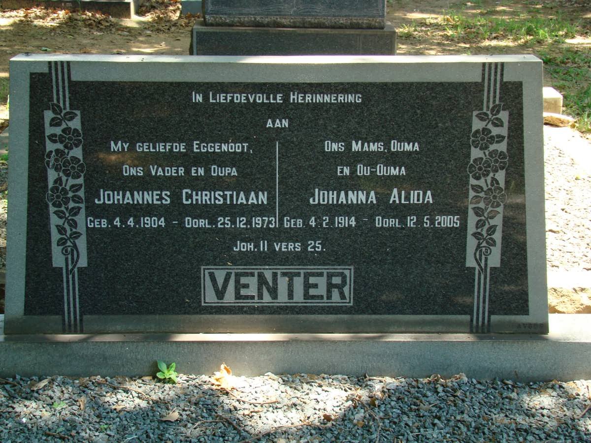 VENTER Johannes Christiaan 1904-1973 &amp; Johanna Alida 1914-2005