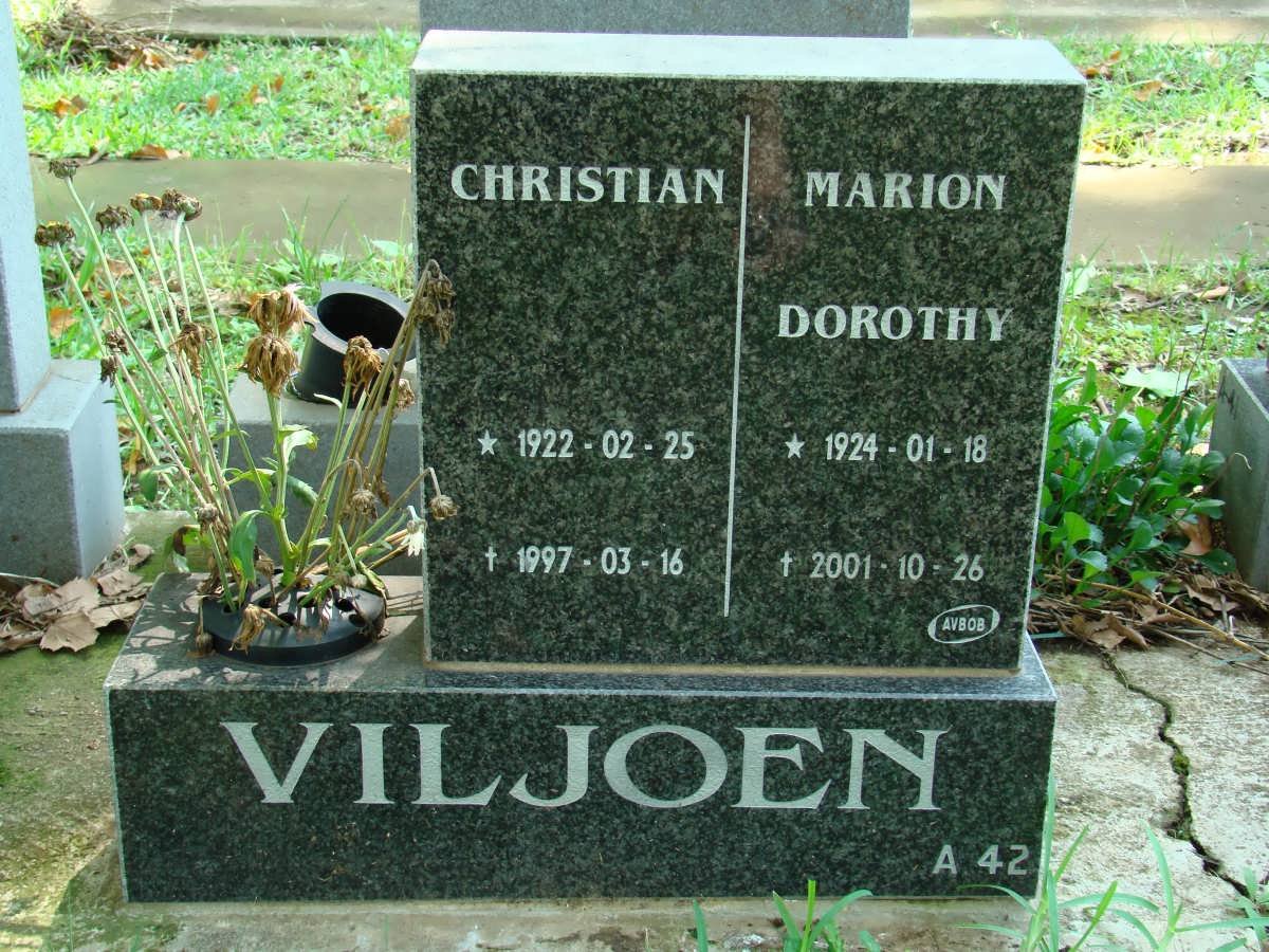 VILJOEN Christiaan &amp; Marion Dorothy 1924-2001