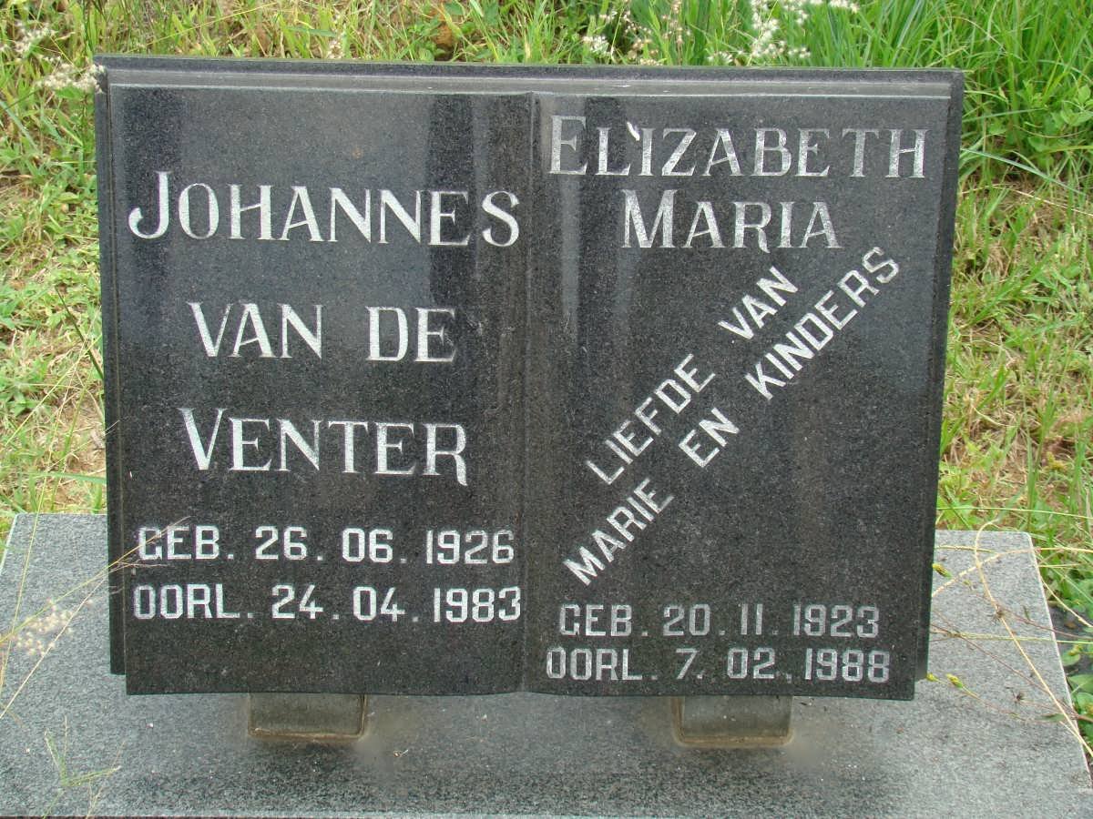 VENTER Johannes, van de 1926-1983 &amp; Elizabeth Maria 1923-1988