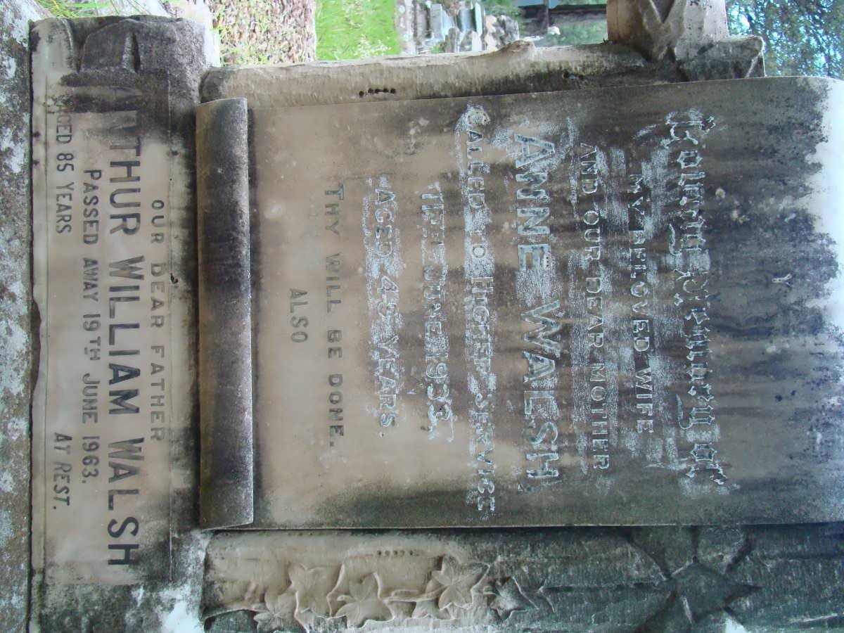 WALSH Arthur William -1963 &amp; Anne -1933