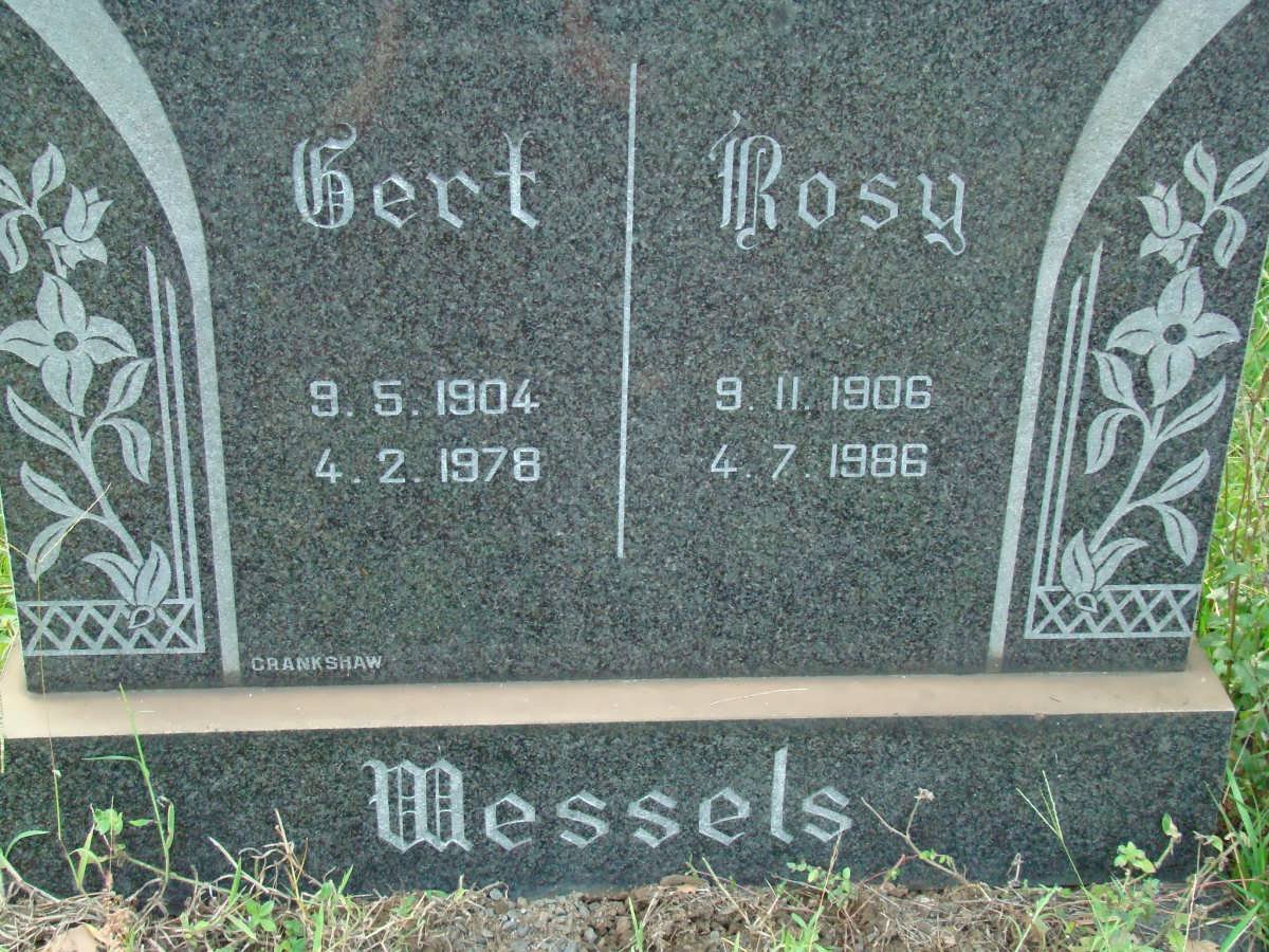 WESSELS Gert 1904-1978 &amp; Rosy 1906-1986