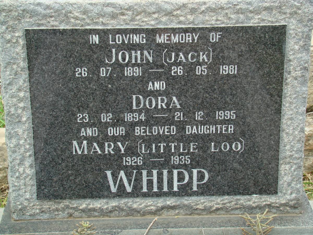 WHIPP John 1891-1981 &amp; Dora 1894-1995 :: WHIPP Mary 1926-1935