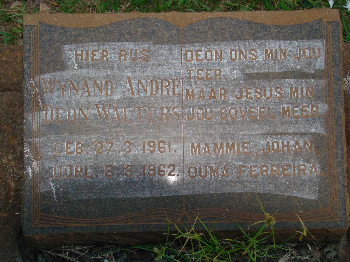 WALTERS Wynand Andre Deon 1961-1962