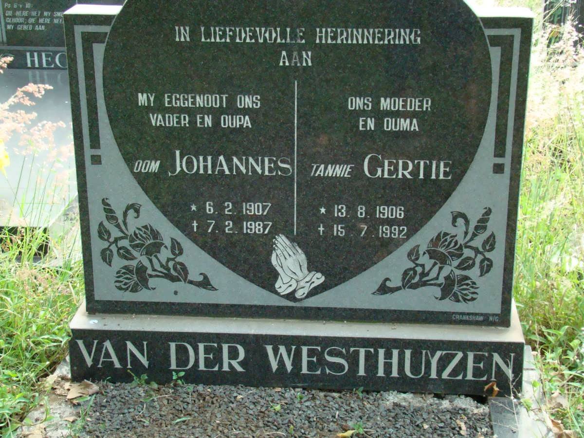 WESTHUIZEN Johannes, van der 1907-1987 &amp; Gertie 1906-1992