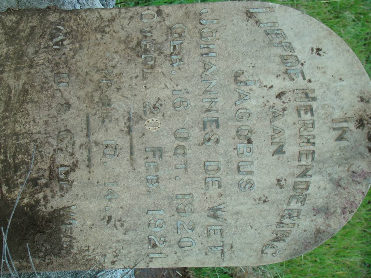 WET Jacobus Johannes, de 1920-1921