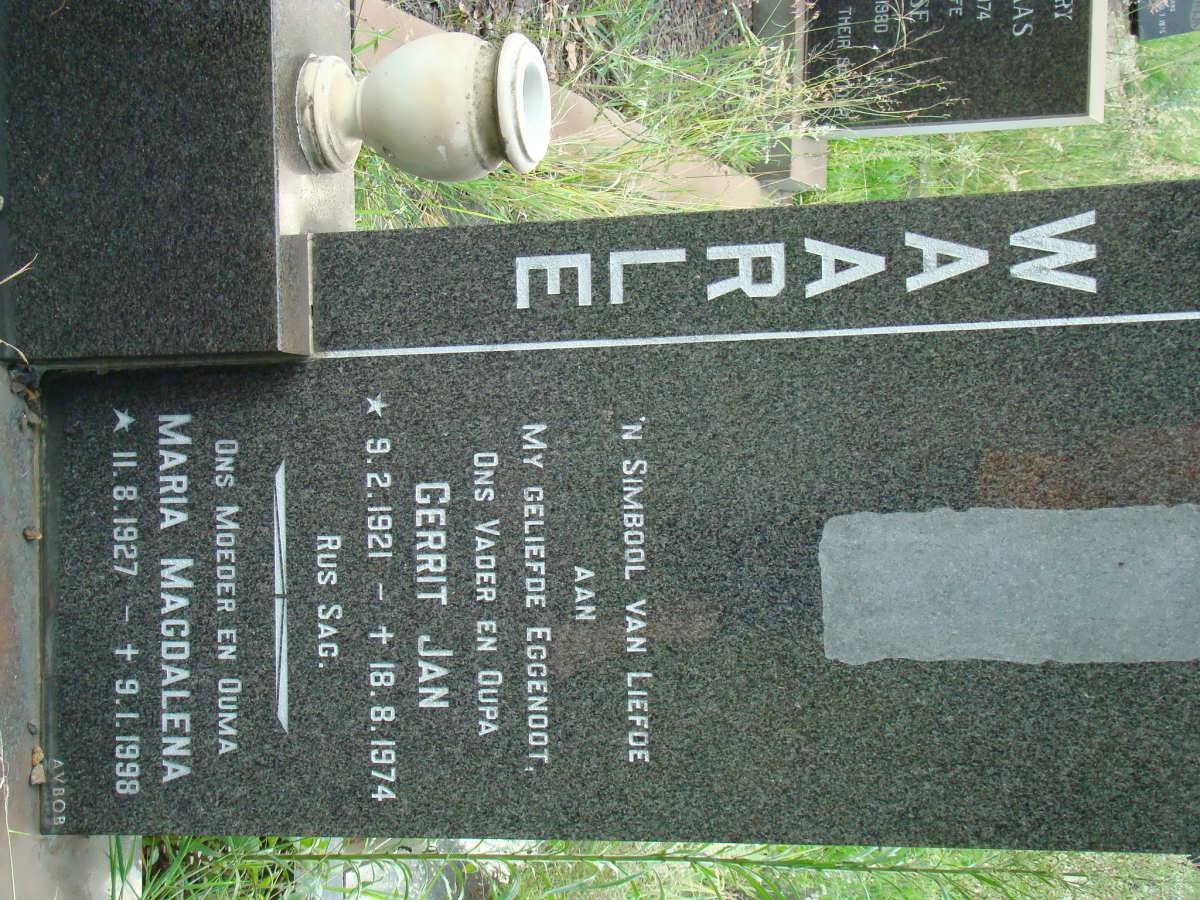 WAARLE Gerrit Jan 1921-1974 &amp; Maria Magdalena 1927-1998