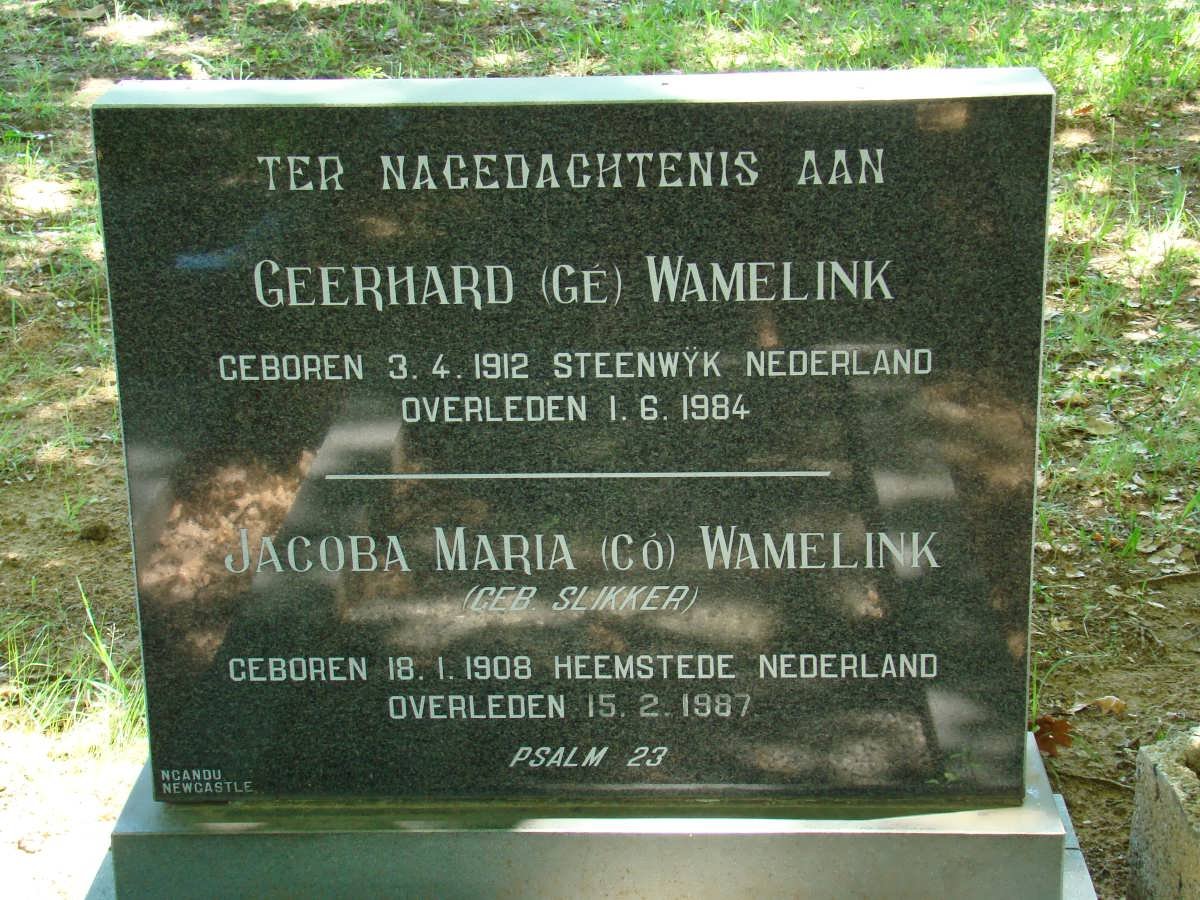 WAMELINK Geerhard 1912-1984 &amp; Jacoba Maria SLIKKER 1908-1987