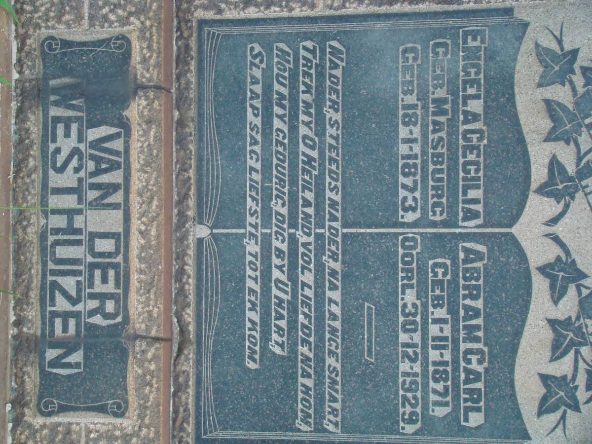 WESTHUIZEN Abram Carl, van der 1871-1929 &amp; Engela Cecilia MASBURG 1873-