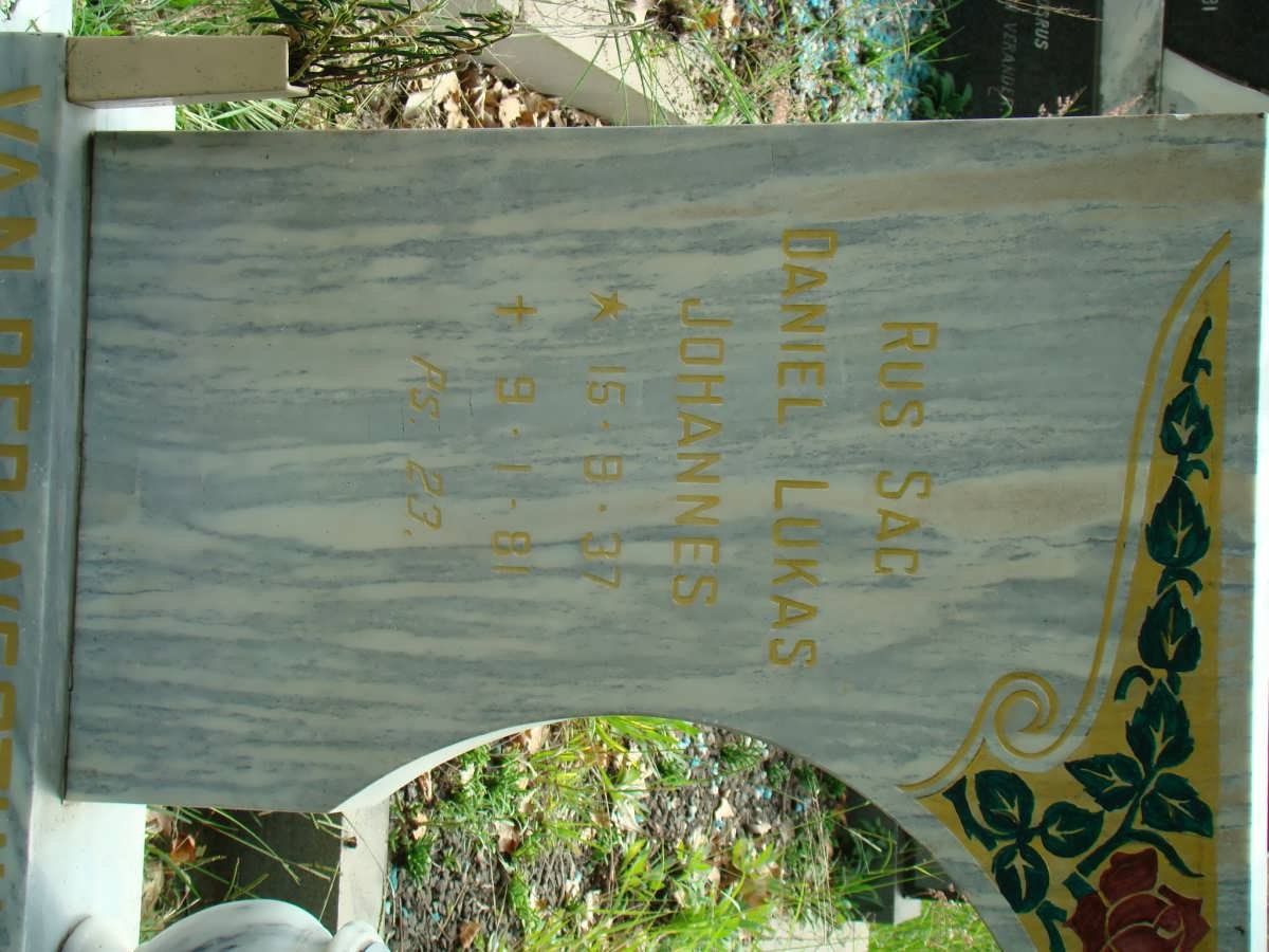 WESTHUIZEN, van der Daniel Lukas Johannes 1937-1981