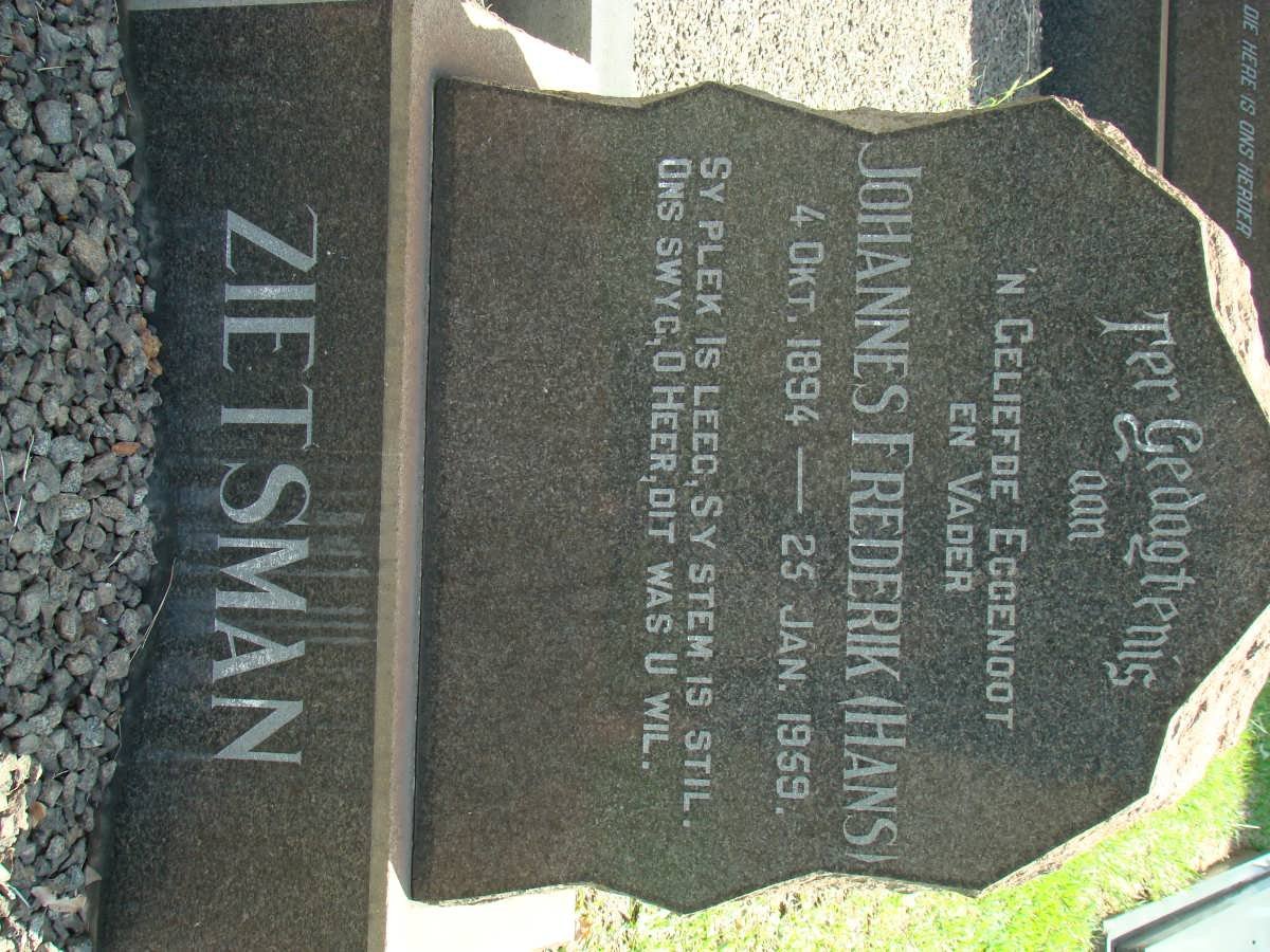 ZIETSMAN Johannes Frederik 1894-1959