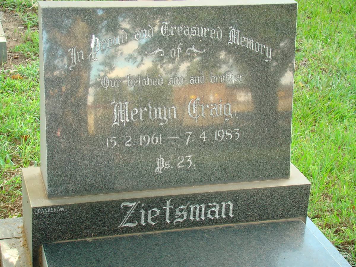 ZIETSMAN Mervyn Craig 1961-1983