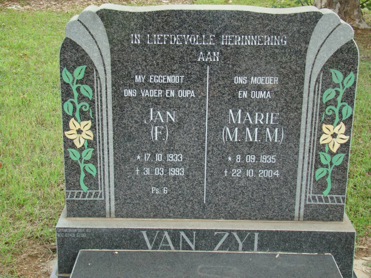 ZYL Jan F., van 1933-1993 &amp; Marie M.M.M. 1935-2004