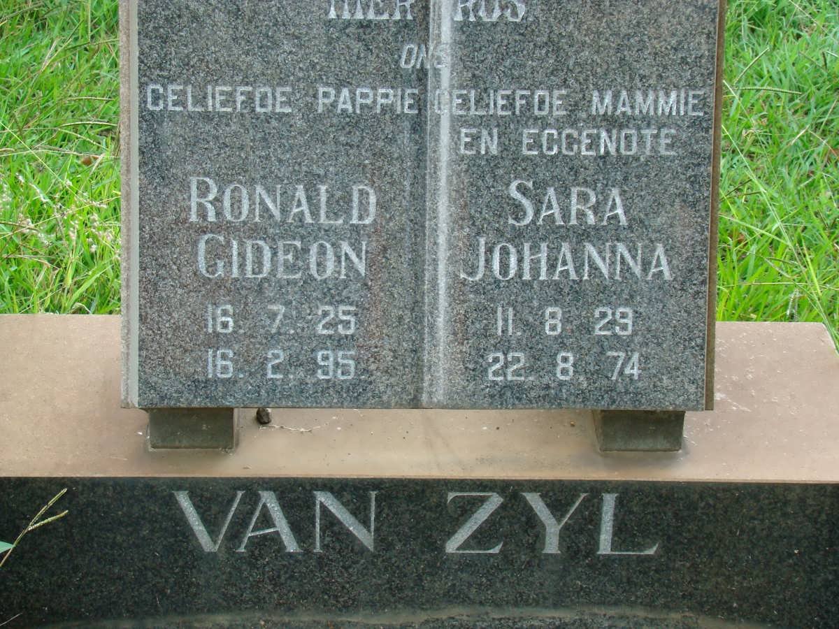 ZYL Ronald Gideon, van 1925-1995 &amp; Sara Johanna 1929-1974