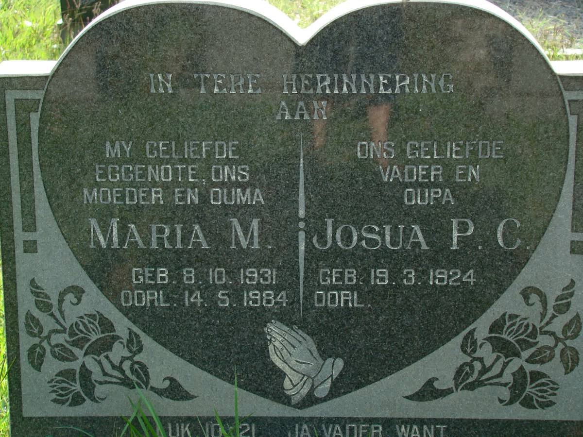? Joshua P.C. 1924-  &amp; Maria M. 1931-1984