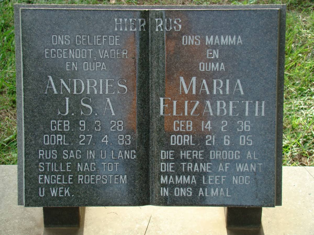 ? Andries J.S.A. 1923-1983 &amp; Maria Elizabeth 1936-2005