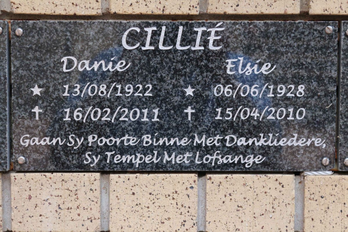 CILLIE Danie 1922-2011 &amp; Elsie 1928-2010