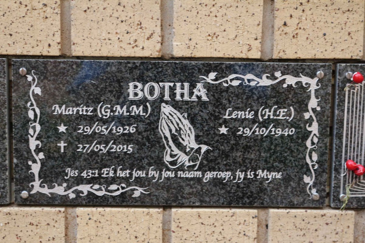 BOTHA G.M.M. 1926-2015 :: BOTHA H.E. 1940-