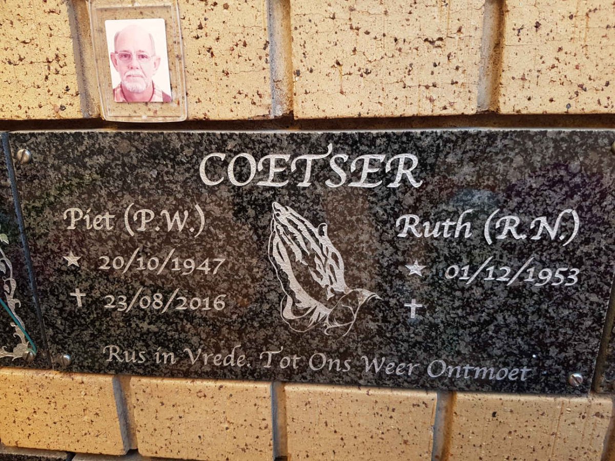 COETSER P.W. 1947-2016 &amp; R.N. 1953-