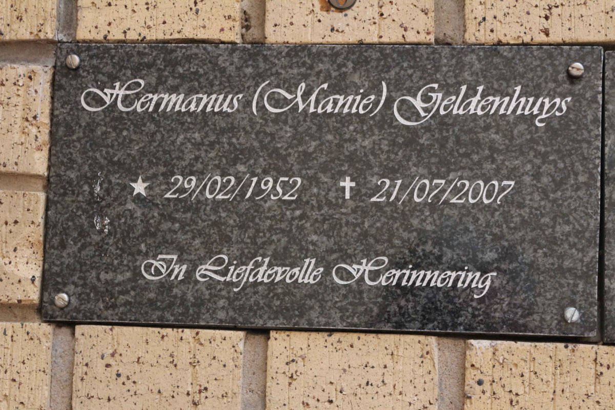 GELDENHUYS Hermanus 1952-2007