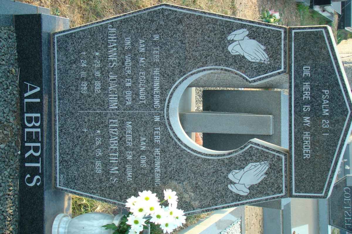 ALBERTS Johannes Joachim 1932-1993 &amp; Elizabeth M.S. 1939-
