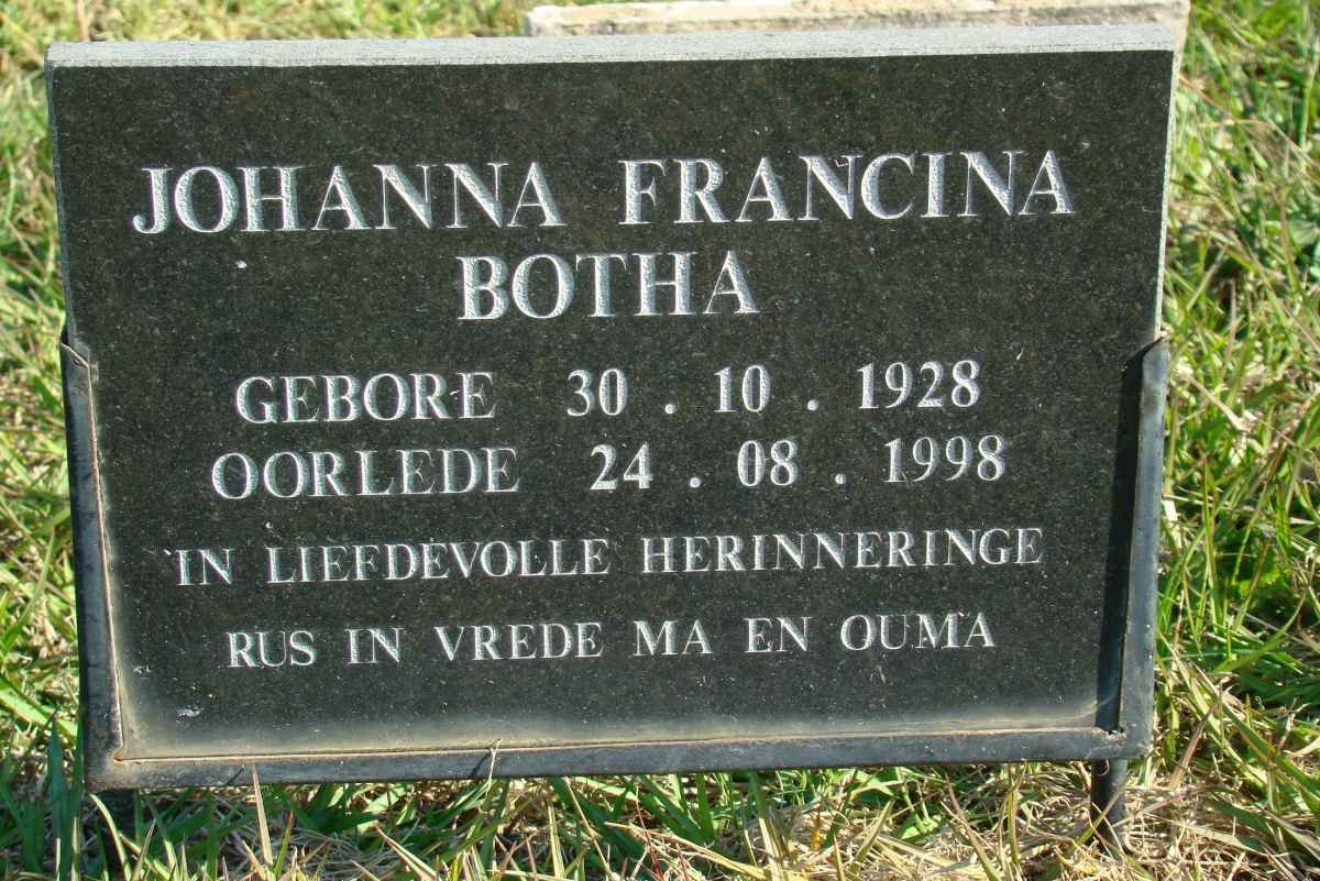 BOTHA Johanna Francina 1928-1998