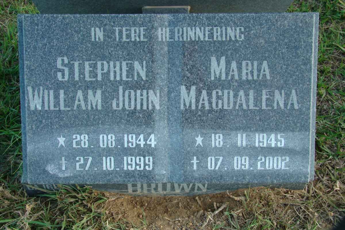 BROWN Stephen William John 1944-1999 &amp; Maria Magdalena 1945-2002