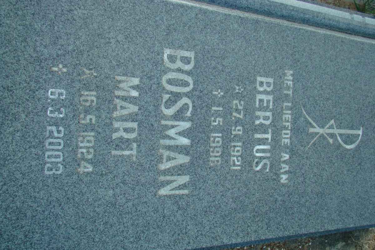 BOSMAN Bertus 1921-1996 &amp; Mart 1924-2003