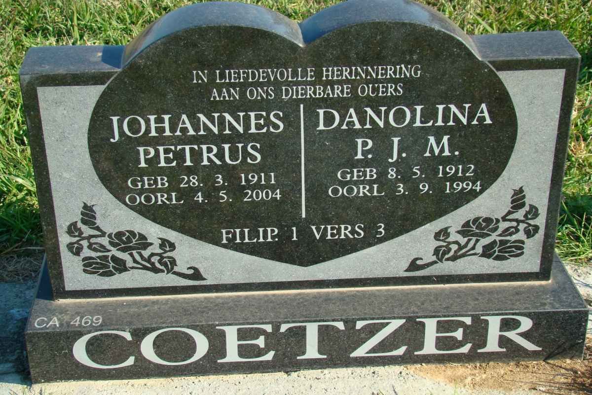COETZER Johannes Petrus 1911-2004 &amp; Danolina P.J.M. 1912-1994