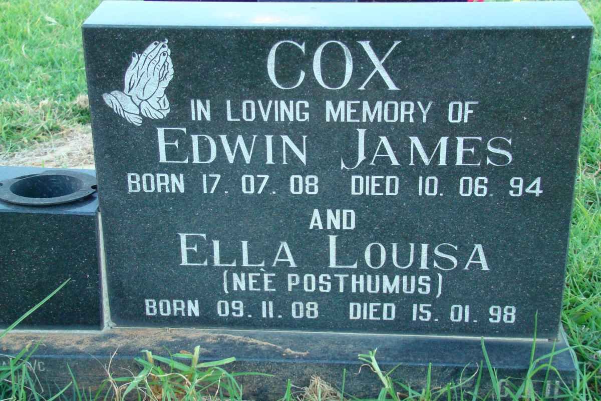 COX Edwin James 1908-1994 &amp; Ella Louisa POSTHUMUS 1908-1998