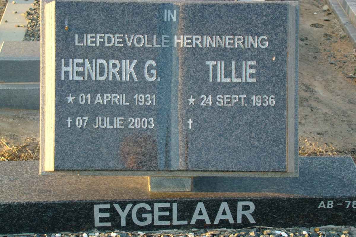 EYGELAAR Hendrik G. 1931-2003 &amp; Tillie 1936-