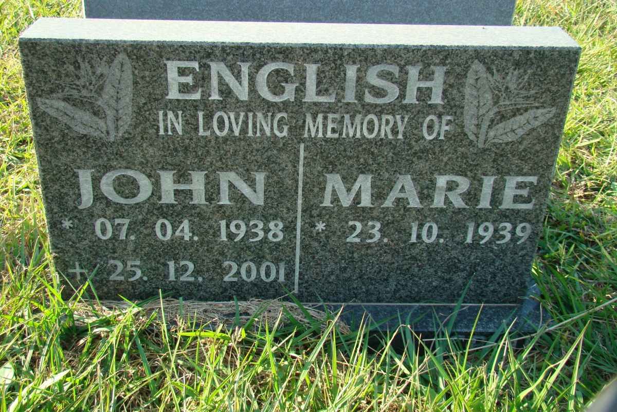 ENGLISH John 1938-2001 &amp; Marie 1939-
