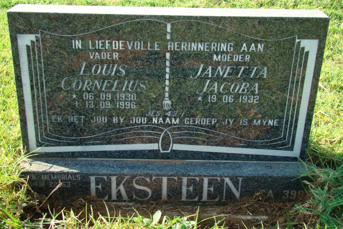 EKSTEEN Louis Cornelius 1930-1996 &amp; Janetta Jacoba 1932-