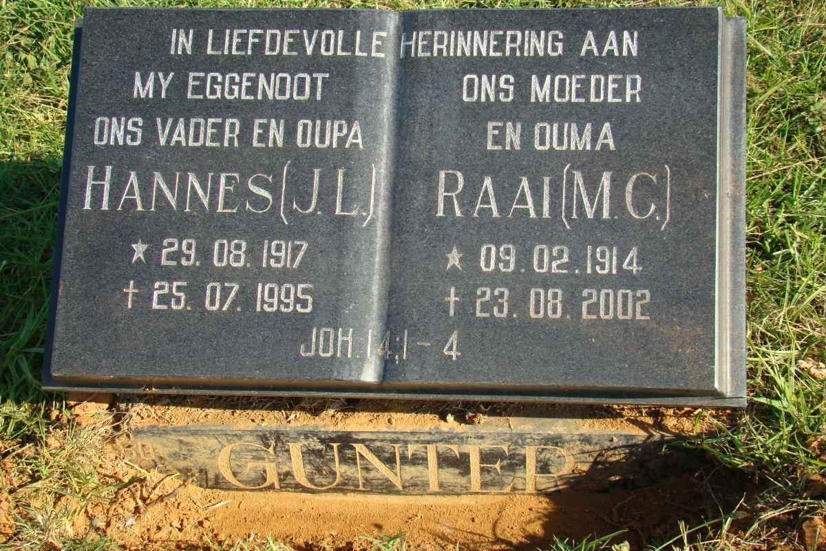 GUNTER J.L. 1917-1995 &amp; M.C. 1914-2002