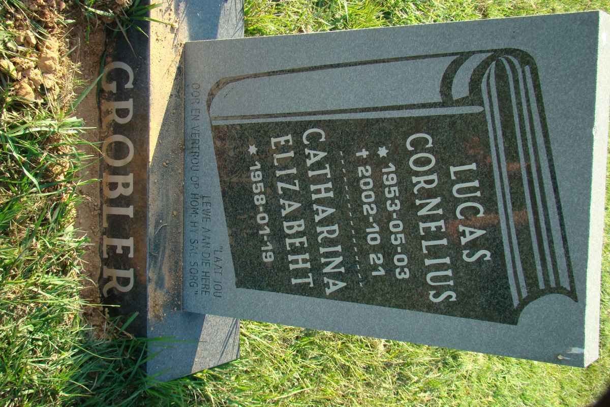 GROBLER Lucas Cornelius 1953-2002 &amp; Catharina Elizabeht 1958-
