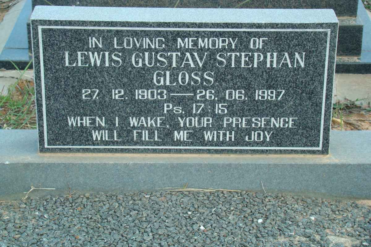 GLOSS Lewis Gustav Stephan 1903-1997