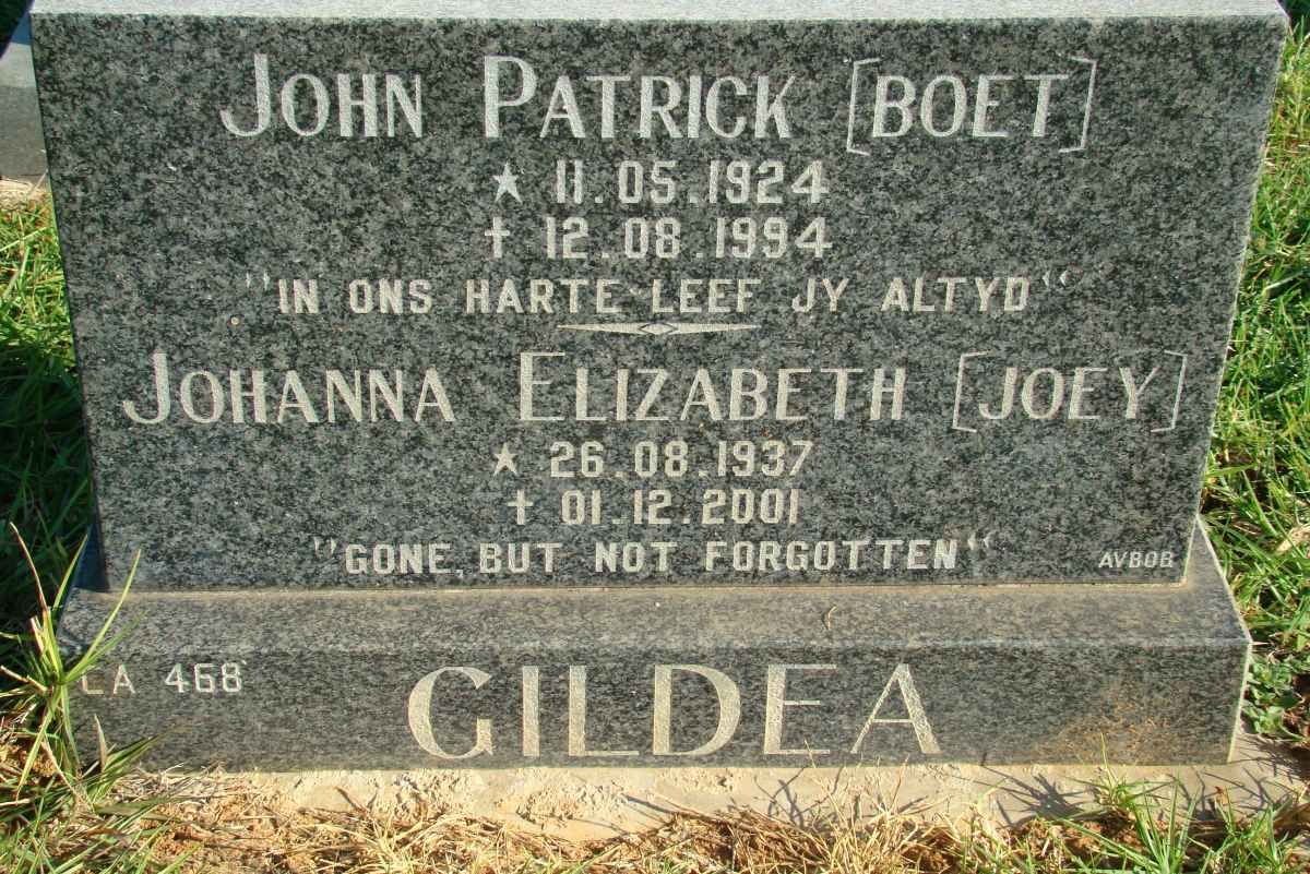 GILDEA John Patrick 1924-1994 &amp; Johanna Elizabeth 1937-2001