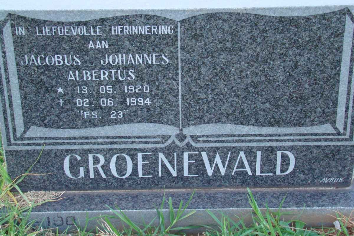 GROENEWALD Jacobus Johannes Albertus 1920-1994