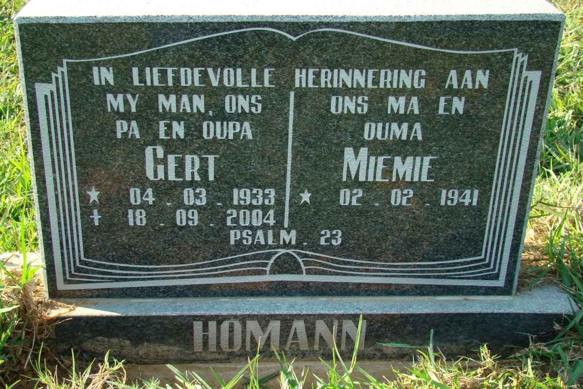 HOMANN Gert 1933-2004 &amp; Miemie 1941-
